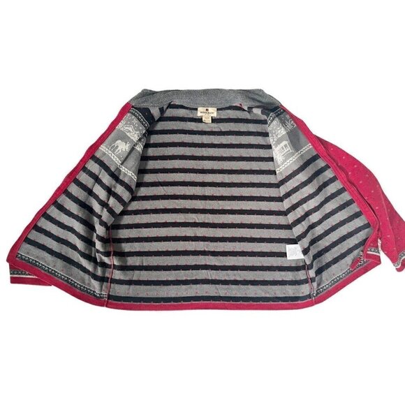 VTG Woolrich Woman's Sz L Full Zip Red Cardigan Sweater Moose Cabin Mountains - Picture 7 of 8